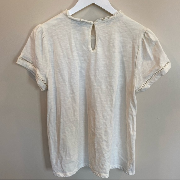 Frye Embroidered Lace Floral Top Womens Size Medium Cream Color - Picture 5 of 5